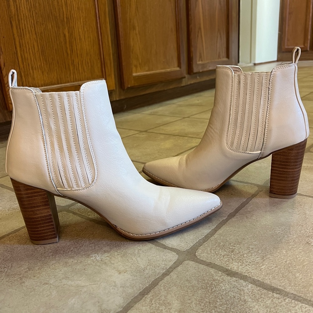 Cream Pointed Ankle Bootie